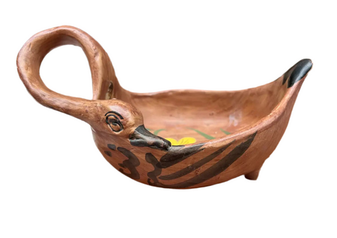 Handmade Italian Swan Pottery With Floral Details