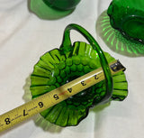 Green Glass Collection of Decorative Bowls