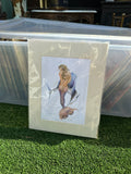 Sealed Original Drawing of a Mermaid in Paper Frame