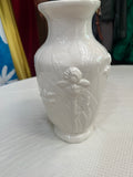 White Ceramic Vintage Relief Vase