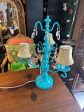 Bright Blue Multi-Light and Crystal Table Lamp