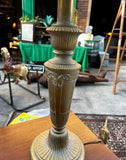 Brass Tall Table Lamp With Ibex Details and Lampshade Included