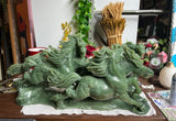Monumental Running Horses Imperial Jade Sculpture 75 LBS