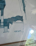 Pair of Blue and White Church Prints, Signed and Framed
