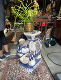Blue and White Chinoiserie Elephant Plant Stand