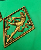 Pair of Gold Syroco Figurative Wall Hangings