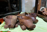 1970s Pair of Wooden Hand Carved Pig Catchalls