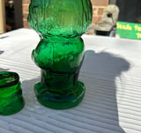 Green Glass Sculptural Man Decanter