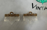 Pair of Gold and Crystal Vintage Wall Sconces