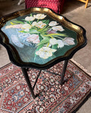 Floral Black Tray With Stand, Made in England