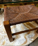 Vintage Wood and Wicker Scandinavian Petite Stool