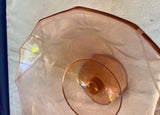 Pink Depression Glass Pedestal Dish With Etching