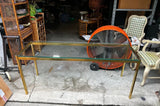 Gold Metal Glass Top Console Table