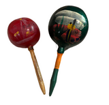 Pair of Hand Painted Wooden Maracas
