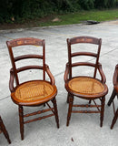 Antique Victorian Walnut Caned Dining Chairs- Set of 6
