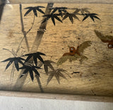 Small Wooden Tray With Bamboo and Bird Accents