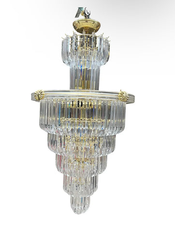 Large Wedding Lucite and Brass Chandelier