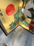 Lightweight Asian Gold Silk Screen With Painted Birds