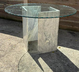 Geometric Marble Table and Scalloped Glass Top