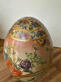 Asian Oversized Ceramic Hand Painted Egg- Condition Issues
