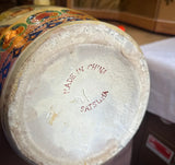 Large Vintage Asian Style Hand Painted Satsuma Orange Vase