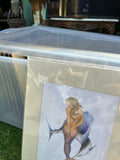 Sealed Original Drawing of a Mermaid in Paper Frame
