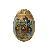 Small Asian Ceramic Detailed Decorative Egg With Gold Accents