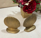 Pair of Vintage Brass Seashell Bookends