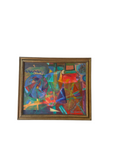 Colorful Abstract Geometric Painting, Framed