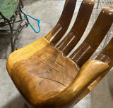 Vintage Hand Carved Natural Wood Hand Chair