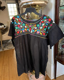 Oaxaca Large Hand, Embroidered Black Ladies Top