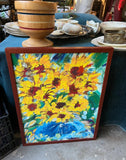 Signed and Framed Vintage Sunflower Painting