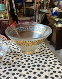 Pair of Gold Accent Greek Key Serving Glass Bowls