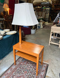Mid Century Wooden Table With Lamp