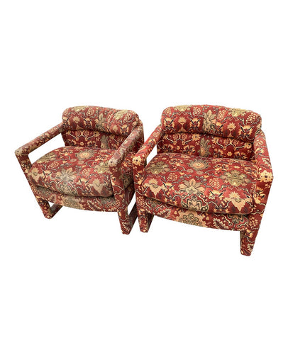 1970s Upholstered Parsons Chairs - Set of 2