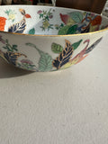 Large Ceramic Bowl With Tobacco Leaf Accents
