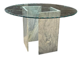 Geometric Marble Table and Scalloped Glass Top