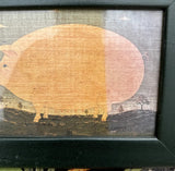 Small Rustic Pig Print in Black Frame