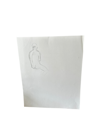 Small Nude Drawing of Backwards Sitting Man