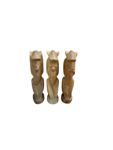 "Hear No Evil, See No Evil, Speak No Evil" Monkey Wooden Trio