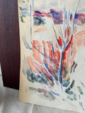 Red Watercolor Tree Painting