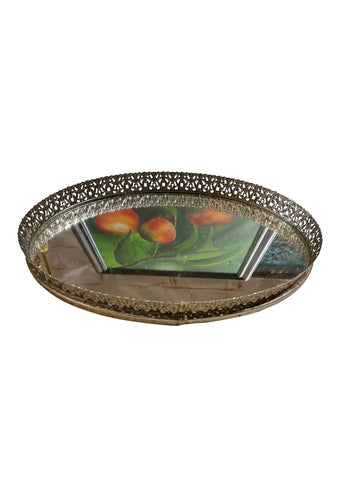 Antique Filigree Vanity Tray Mirrored