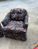 Chanel Inspired Dark Blue Navy Upholstered Wheat Swiveling Chairs