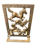 Brass Equestrian Bookend With Greek Key Accents