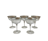 1970s Collection of Silver Rimmed Champagne Glasses- Set of 5