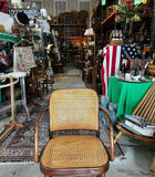 1970s Vintage Prague Model Wooden and Caned Accent Chair