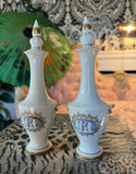Pair of Wedgwood Perfume Bottles With Blue and Gold Accents