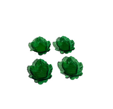 Collection of Green Glass Leaf Dishes- Set of 4