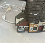 Pair of Christmas Village Ceramic Light Up Houses