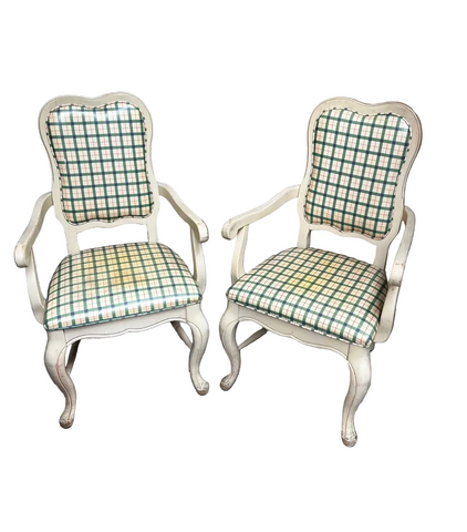 Country Core Pair of Green Gingham Chairs